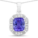 2.52 Carat Genuine Tanzanite and White Diamond 14K White Gold Pendant-2