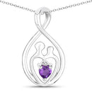0.15 Carat Genuine Amethyst .925 Sterling Silver Pendant-1