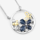 1.41 Carat Genuine Blue Sapphire and White Topaz .925 Sterling Silver Pendant-9