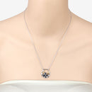 1.41 Carat Genuine Blue Sapphire and White Topaz .925 Sterling Silver Pendant-12