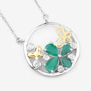 1.35 Carat Genuine Emerald and White Topaz .925 Sterling Silver Pendant-9