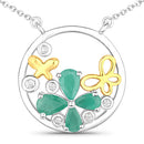 1.35 Carat Genuine Emerald and White Topaz .925 Sterling Silver Pendant-5