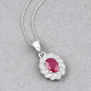 0.95 Carat Genuine Ruby and White Diamond 10K White Gold Pendant-4