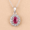 0.95 Carat Genuine Ruby and White Diamond 10K White Gold Pendant-5