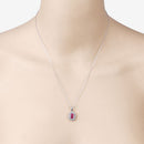 0.95 Carat Genuine Ruby and White Diamond 10K White Gold Pendant-6