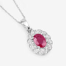 0.95 Carat Genuine Ruby and White Diamond 10K White Gold Pendant-7