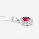 0.95 Carat Genuine Ruby and White Diamond 10K White Gold Pendant-8
