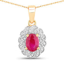0.95 Carat Genuine Ruby and White Diamond 10K Yellow Gold Pendant-1
