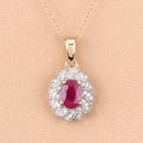 0.95 Carat Genuine Ruby and White Diamond 10K Yellow Gold Pendant-5