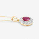 0.95 Carat Genuine Ruby and White Diamond 10K Yellow Gold Pendant-8