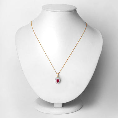 0.95 Carat Genuine Ruby and White Diamond 10K Yellow Gold Pendant - 0
