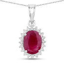 1.60 Carat Genuine Ruby and White Diamond 10K White Gold Pendant-1