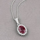 1.60 Carat Genuine Ruby and White Diamond 10K White Gold Pendant-4