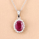 1.60 Carat Genuine Ruby and White Diamond 10K White Gold Pendant-5