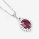 1.60 Carat Genuine Ruby and White Diamond 10K White Gold Pendant-7