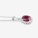 1.60 Carat Genuine Ruby and White Diamond 10K White Gold Pendant-8