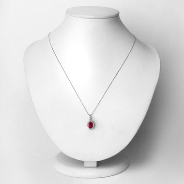 1.60 Carat Genuine Ruby and White Diamond 10K White Gold Pendant - 0