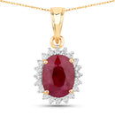 1.60 Carat Genuine Ruby and White Diamond 10K Yellow Gold Pendant-1