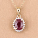 1.60 Carat Genuine Ruby and White Diamond 10K Yellow Gold Pendant-5