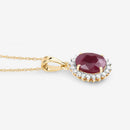 1.60 Carat Genuine Ruby and White Diamond 10K Yellow Gold Pendant-8