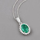 1.36 Carat Genuine Zambian Emerald and White Diamond 10K White Gold Pendant-4