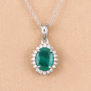 1.36 Carat Genuine Zambian Emerald and White Diamond 10K White Gold Pendant-5