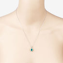 1.36 Carat Genuine Zambian Emerald and White Diamond 10K White Gold Pendant-6