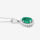 1.36 Carat Genuine Zambian Emerald and White Diamond 10K White Gold Pendant-8