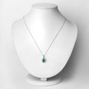 1.36 Carat Genuine Zambian Emerald and White Diamond 10K White Gold Pendant-2
