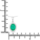 1.36 Carat Genuine Zambian Emerald and White Diamond 10K White Gold Pendant-3