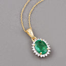1.36 Carat Genuine Zambian Emerald and White Diamond 10K Yellow Gold Pendant-4