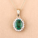 1.36 Carat Genuine Zambian Emerald and White Diamond 10K Yellow Gold Pendant-5