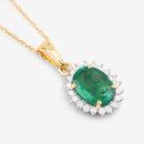 1.36 Carat Genuine Zambian Emerald and White Diamond 10K Yellow Gold Pendant-7