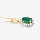 1.36 Carat Genuine Zambian Emerald and White Diamond 10K Yellow Gold Pendant-8
