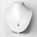 1.36 Carat Genuine Zambian Emerald and White Diamond 10K Yellow Gold Pendant-2