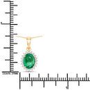 1.36 Carat Genuine Zambian Emerald and White Diamond 10K Yellow Gold Pendant-3
