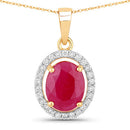 2.51 Carat Genuine Ruby and White Diamond 10K Yellow Gold Pendant-1