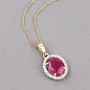 2.51 Carat Genuine Ruby and White Diamond 10K Yellow Gold Pendant-4