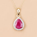 1.55 Carat Genuine Ruby and White Diamond 10K Yellow Gold Pendant-5
