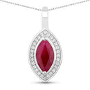1.52 Carat Genuine Ruby and White Diamond 10K White Gold Pendant-1