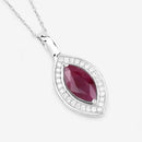 1.52 Carat Genuine Ruby and White Diamond 10K White Gold Pendant-7