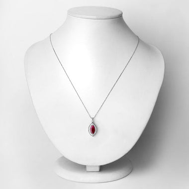 1.52 Carat Genuine Ruby and White Diamond 10K White Gold Pendant - 0
