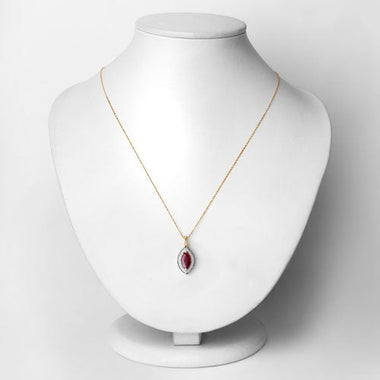 1.52 Carat Genuine Ruby and White Diamond 10K Yellow Gold Pendant - 0