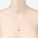 0.88 Carat Genuine Blue Sapphire and White Diamond 10K White Gold Pendant-6