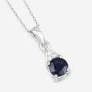 0.88 Carat Genuine Blue Sapphire and White Diamond 10K White Gold Pendant-7