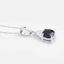 0.88 Carat Genuine Blue Sapphire and White Diamond 10K White Gold Pendant-8