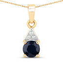 0.88 Carat Genuine Blue Sapphire and White Diamond 10K Yellow Gold Pendant-1