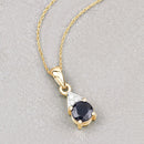 0.88 Carat Genuine Blue Sapphire and White Diamond 10K Yellow Gold Pendant-4