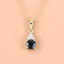0.88 Carat Genuine Blue Sapphire and White Diamond 10K Yellow Gold Pendant-5