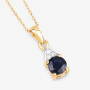 0.88 Carat Genuine Blue Sapphire and White Diamond 10K Yellow Gold Pendant-7